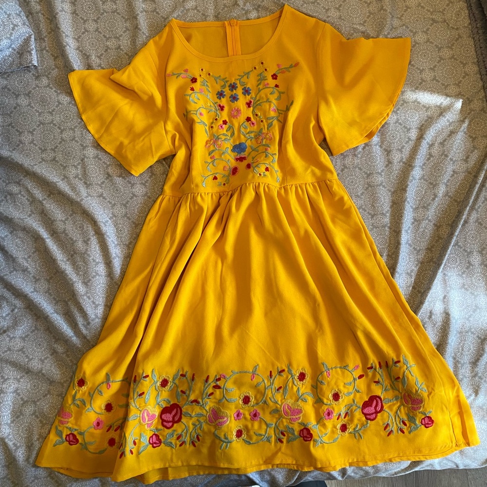 Yellow Embroidered Dress
